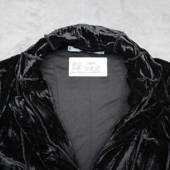 Passion Concept Jacket Womens M Black Pinstriped Long Sleeve Collared Blazer - Picture 7 of 16